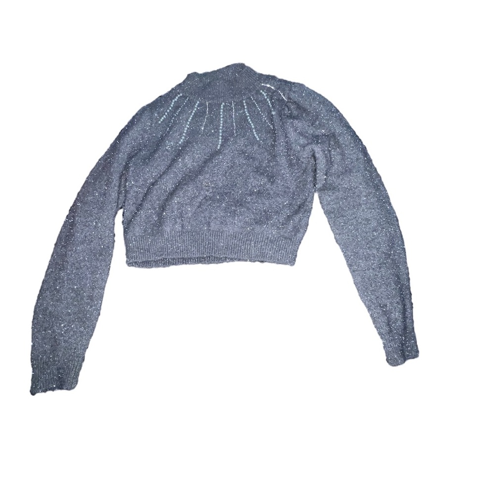 On 12th Gray Fuzzy Crop Sweater